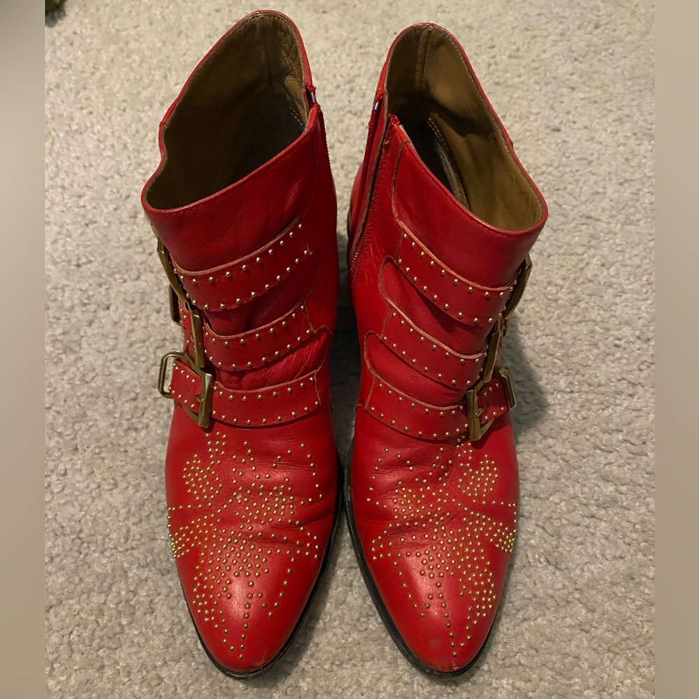 Chloe Susanna buckle bootie-FABULOUS and RARE red color!!!